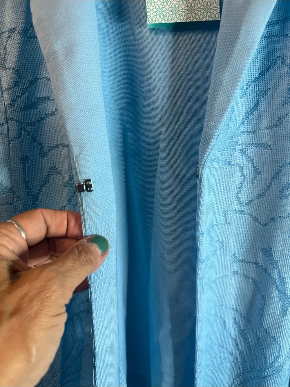 Ming Wang Light Blue Open Front Knit Longline Cardigan and Tank